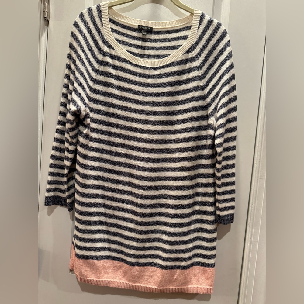 Talbots Blue and White Striped Sweater